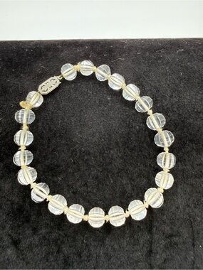 Vintage Art Deco Faceted Clear Crystal Bead Bracelet 14K GF Clasp 8.25”